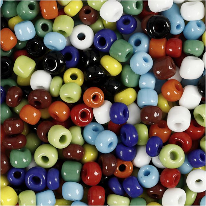 Rocaille-Perlen, D 4 mm, Größe 6/0, Lochgröße 0,9-1,2 mm, Sortierte Farben, 130 g/ 1 Pck