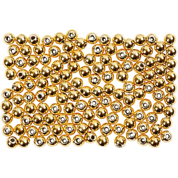 Schmuckperlen, D 2,7 mm, Lochgröße 0,7 mm, Gold, 150 Stk/ 1 Pck