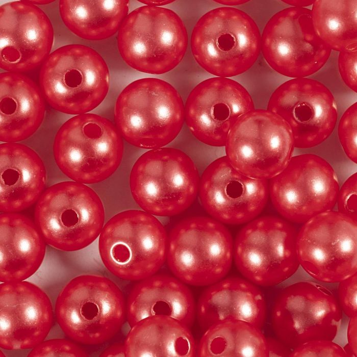 Schmuckperlen, D 8 mm, Lochgröße 1 mm, Rot, 50 Stck., 20 g/ 1 Pck