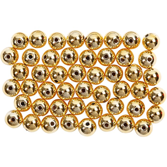 Schmuckperlen, D 5 mm, Lochgröße 0,7 mm, Gold, 100 Stk/ 1 Pck