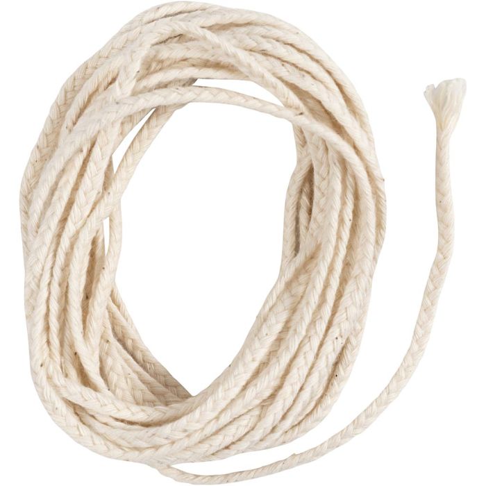 Docht , Geeignet für getauchte Kerzen (Durchm. 22–30 mm) und geformte Kerzen (Durchm. 60–80 mm), 100 g, 3 m/ 1 Pck