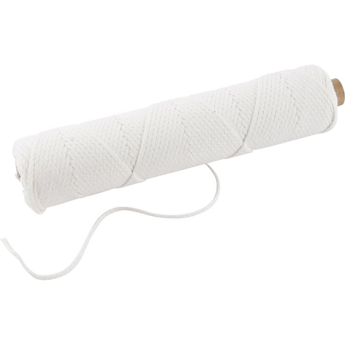 Docht , Geeignet für getauchte Kerzen (Durchm. 22–30 mm) und geformte Kerzen (Durchm. 60–80 mm) , 100 g, 50 m/ 1 Rolle