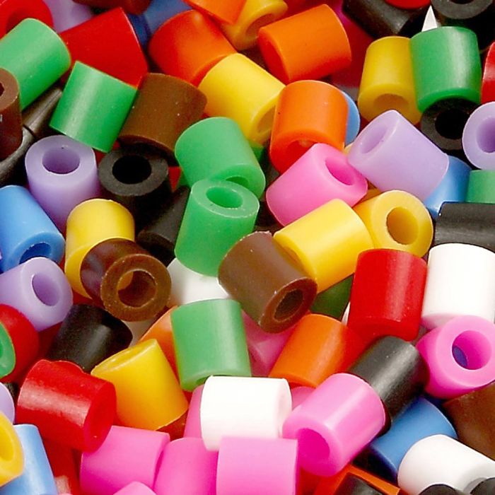 Bügelperlen, Größe 5x5 mm, Lochgröße 2,5 mm, medium, Standard-Farben, 6000 Stk/ 1 Pck