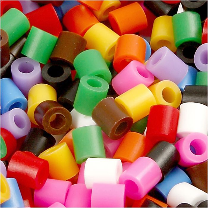 Bügelperlen, Größe 5x5 mm, Lochgröße 2,5 mm, medium, Standard-Farben, 1100 Stk/ 1 Pck