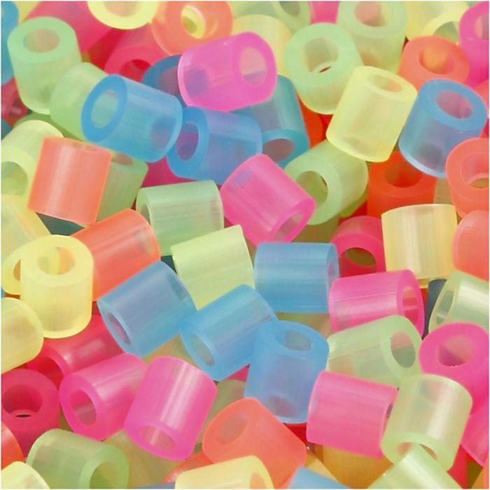 Bügelperlen, Größe 5x5 mm, Lochgröße 2,5 mm, medium, Neonfarben, 6000 Stk/ 1 Pck