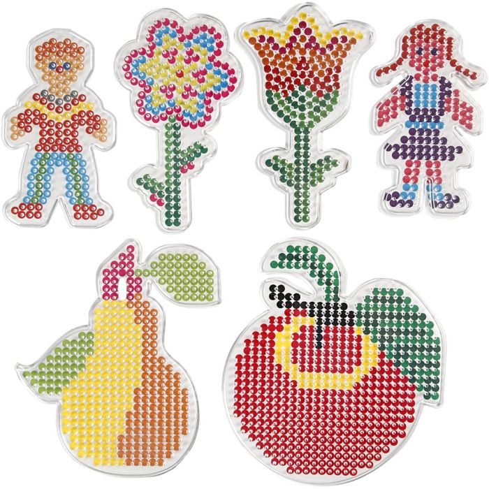 Steckplatten, Blumen, Mädchen, Junge, Apfel und Birne, Größe 8,5x14-14x16 cm, medium, 6 Stk/ 1 Pck