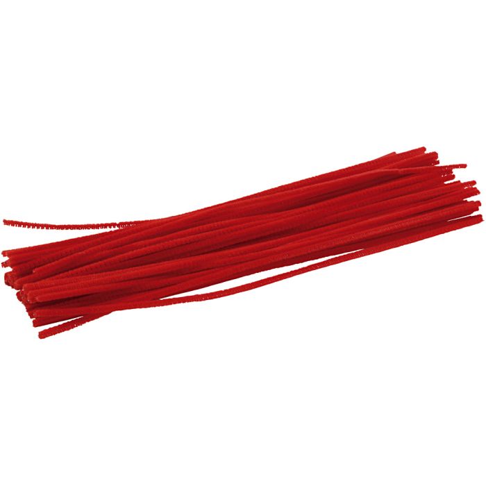 Pfeifenreiniger, L 30 cm, Dicke 4 mm, Rot, 50 Stk/ 1 Pck