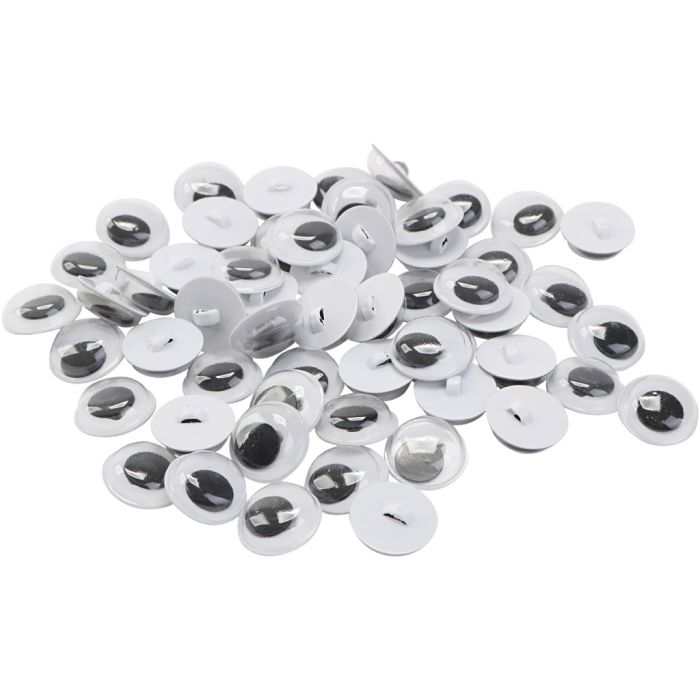 Wackelaugen - Sortiment, zum Aufnähen, Größe 10 mm, 50 Paar, 100 Stk/ 1 Btl.
