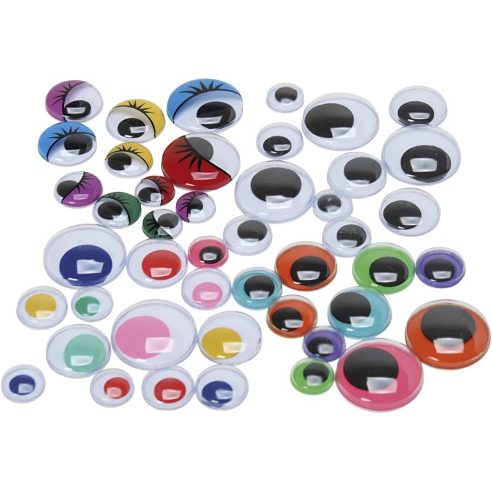 Wackelaugen - Sortiment, Größe 9,5-19 mm, 4 Teile, 500 Stk/ 1 Pck