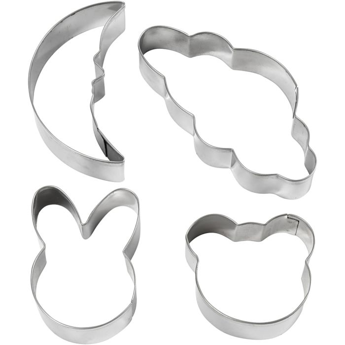 Ausstechformen, Wolke, Hase, Bär, Mond, H 10 cm, 4 Stk/ 1 Pck