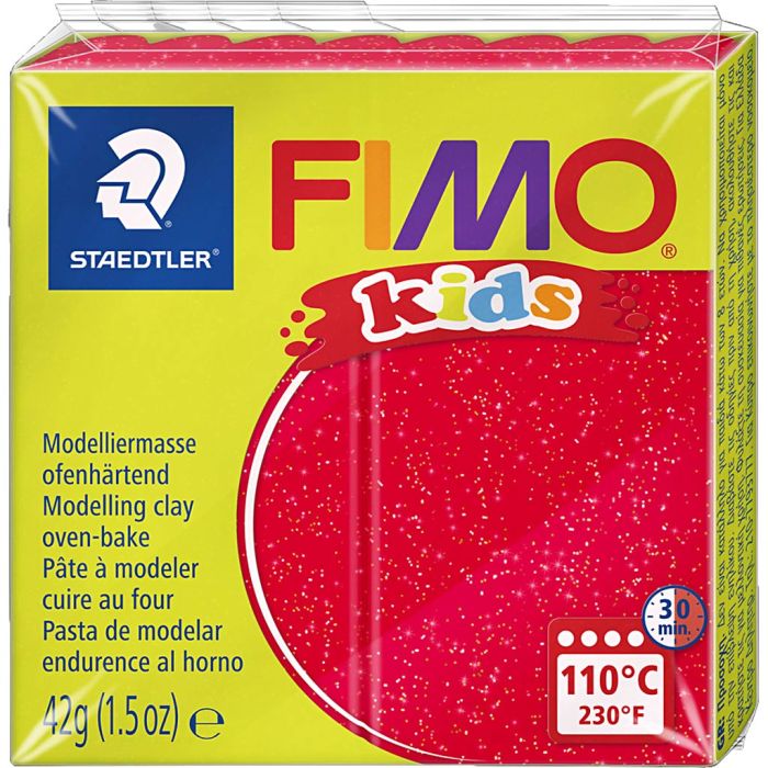 FIMO® Kids Clay, Glitter, Rot, 42 g/ 1 Pck