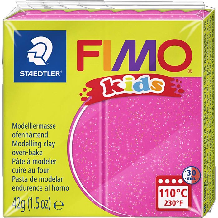 FIMO® Kids Clay, Glitter, Pink, 42 g/ 1 Pck