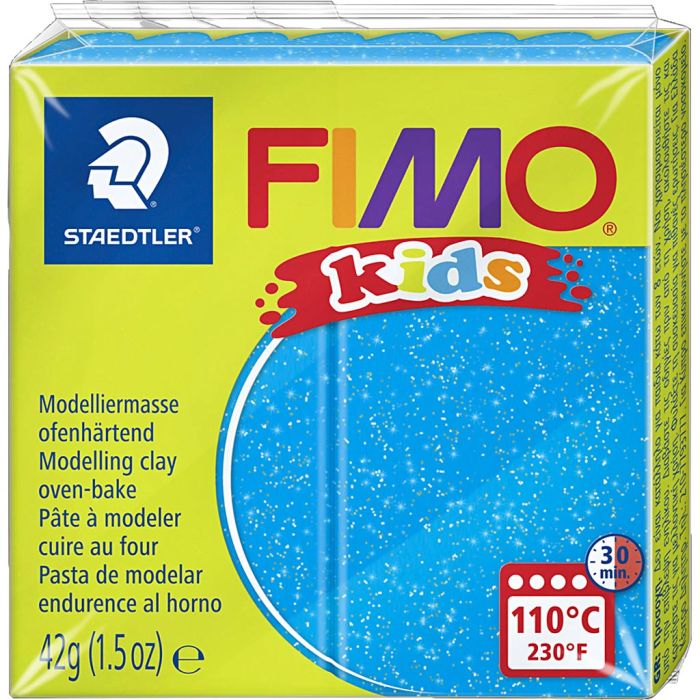 FIMO® Kids Clay, Glitter, Blau, 42 g/ 1 Pck