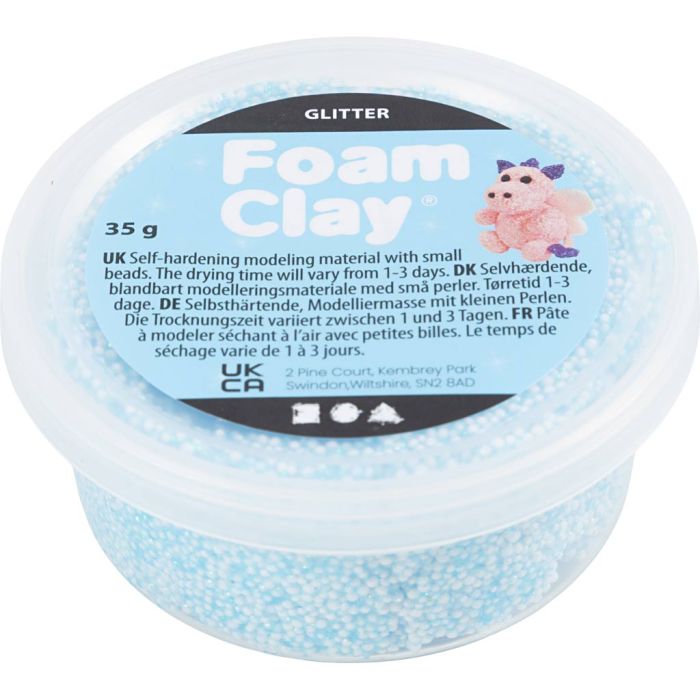 Foam Clay® , Glitter, Hellblau, 35 g/ 1 Dose