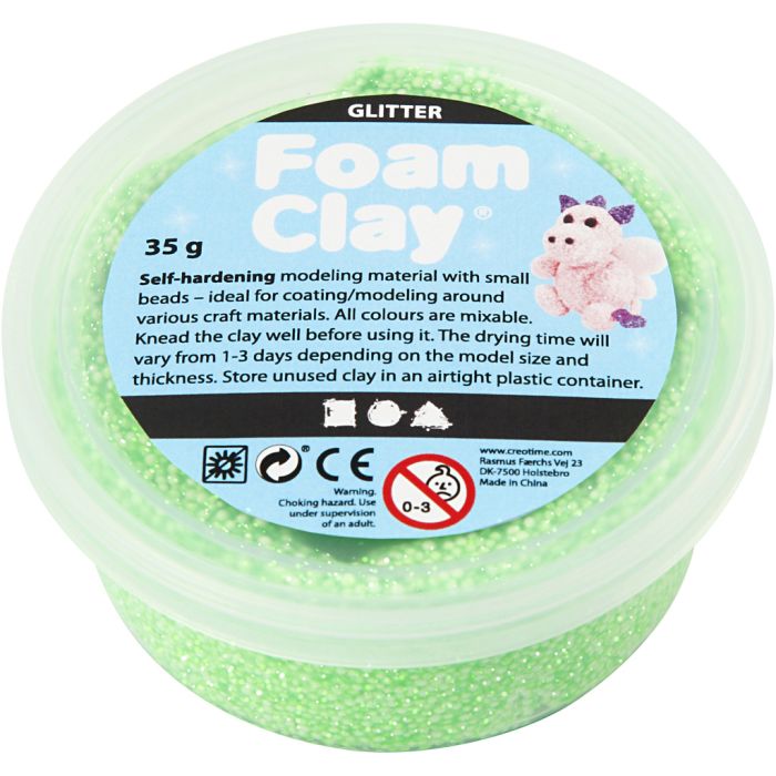 Foam Clay® , Glitter, Grün, 35 g/ 1 Dose
