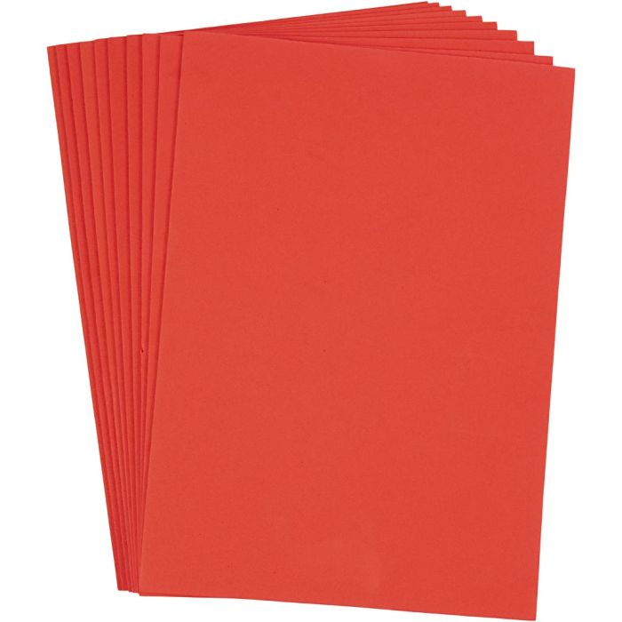 Moosgummi , A4, Blatt 210x297 mm, Dicke 2 mm, Rot, 10 Bl./ 1 Pck