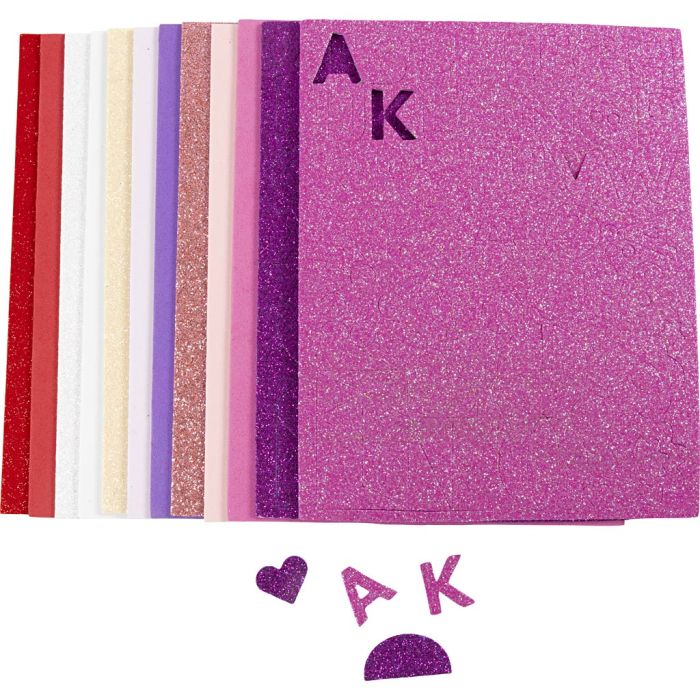 Moosgummiplatten, Größe 14x25 cm, Dicke 2 mm, Harmonie in Lila-Pink, 12 Bl./ 1 Pck