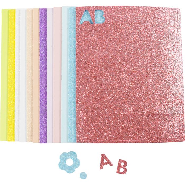 Moosgummiplatten, Größe 14x25 cm, Dicke 2 mm, Pastellfarben, 12 Bl./ 1 Pck