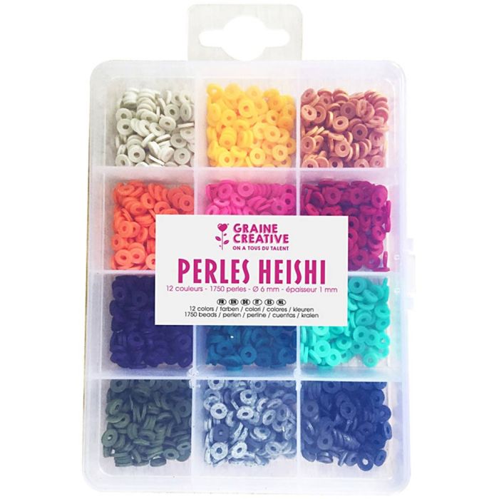 Heishi-Perlenset, D 6 mm, Lochgröße 1 mm, Fröhliche Farben, 1750 Stk/ 1 Pck
