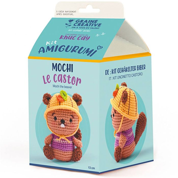 Amigurumi Häkelset, Mochi der Biber, Größe 13 cm, 1 Pck