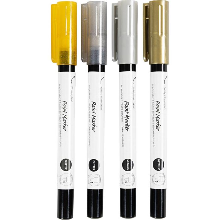 Dekorative Marker, Strichstärke 0,9-1,3 mm, Inhalt kann variieren , 4 Stk/ 1 Pck