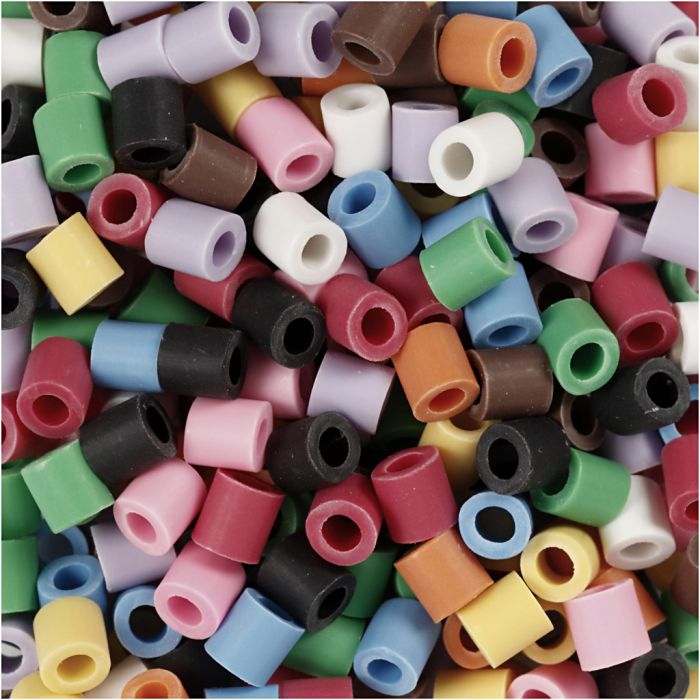 NABBI BioBeads, Größe 5x5 mm, Lochgröße 2,5 mm, medium, Sortierte Farben, 3000 Stk/ 1 Pck