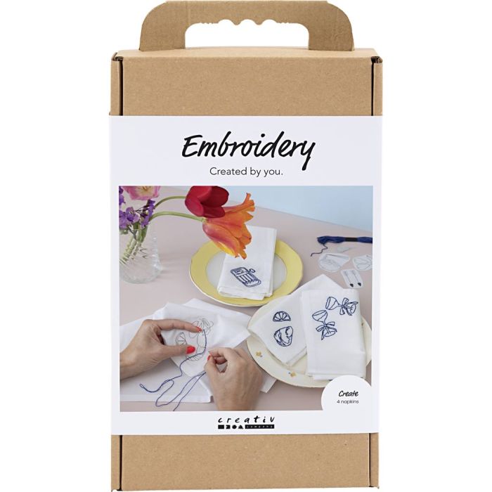 Kreativ Set Sticken, Servietten, Creme, 1 Pck