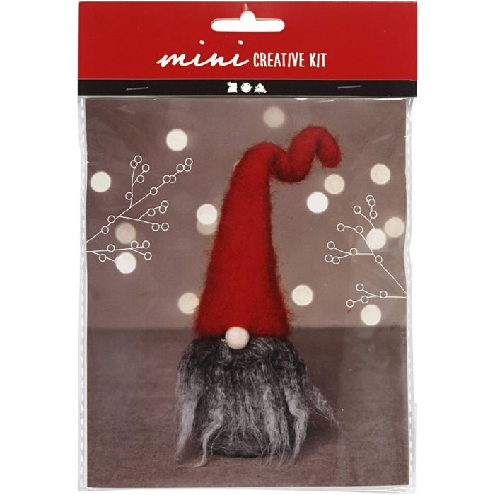 Mini Kreativ Set Nadelfilzen, Weihnachtswichtel mit grauem Bart, H 13 cm, 1 Pck