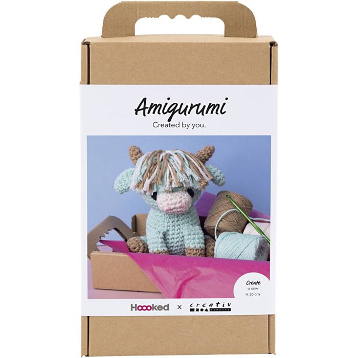 Kreativ Set Amigurumi, Kuh, Beige, Mint, 1 Pck
