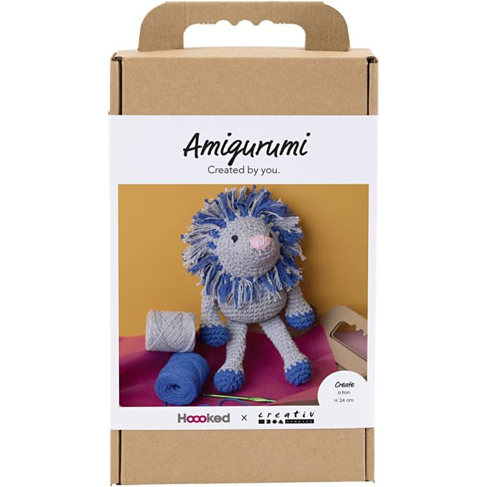 Kreativ Set Amigurumi, Löwe, Marineblau, Hellgrau, 1 Pck