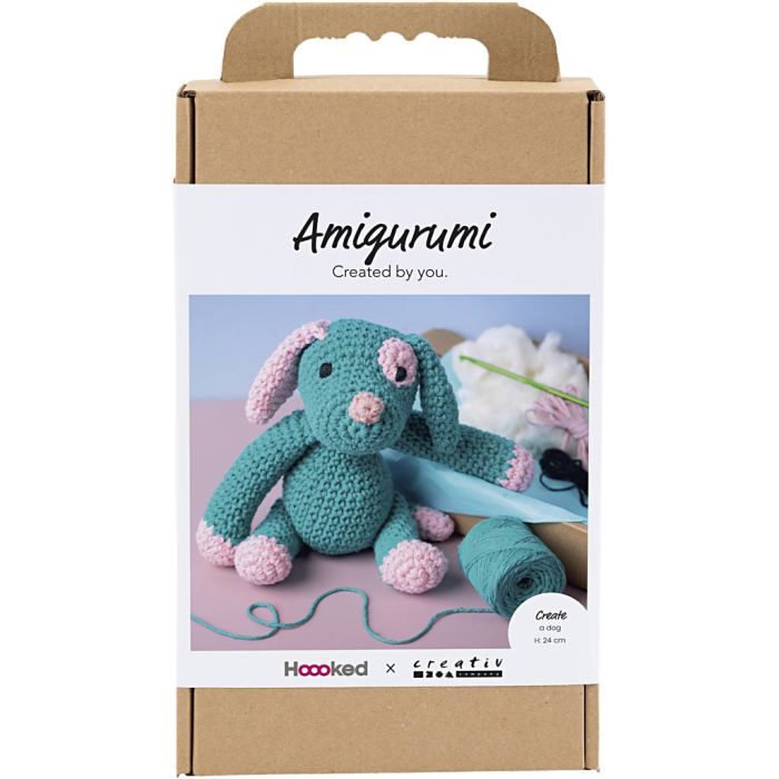 Kreativ Set Amigurumi, Welpe, Pastellpink, Dunkeltürkis, 1 Pck
