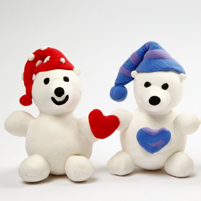 Eisbär, geformt aus Silk Clay