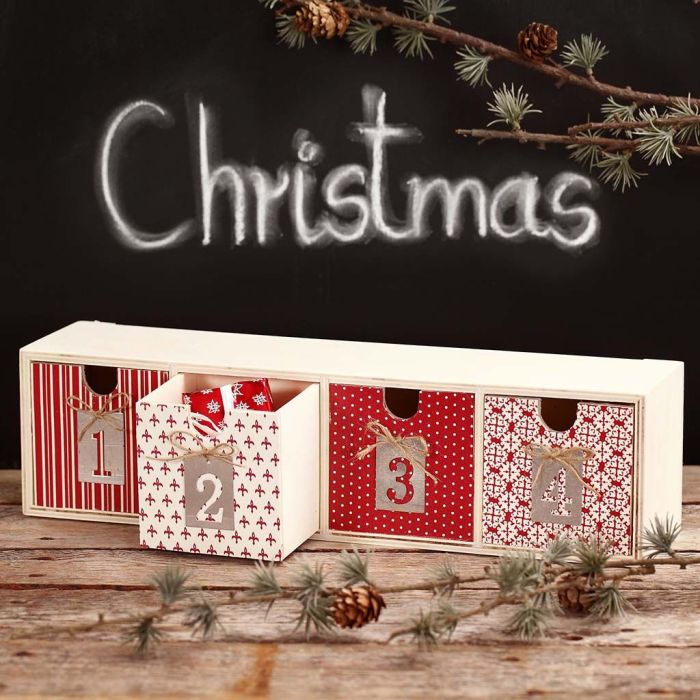 Découpage auf Schubladen für kleine Advent-Geschenke