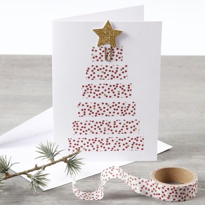Weihnachtskarte mit Weihnachtsbaum aus Motiv-Klebeband
