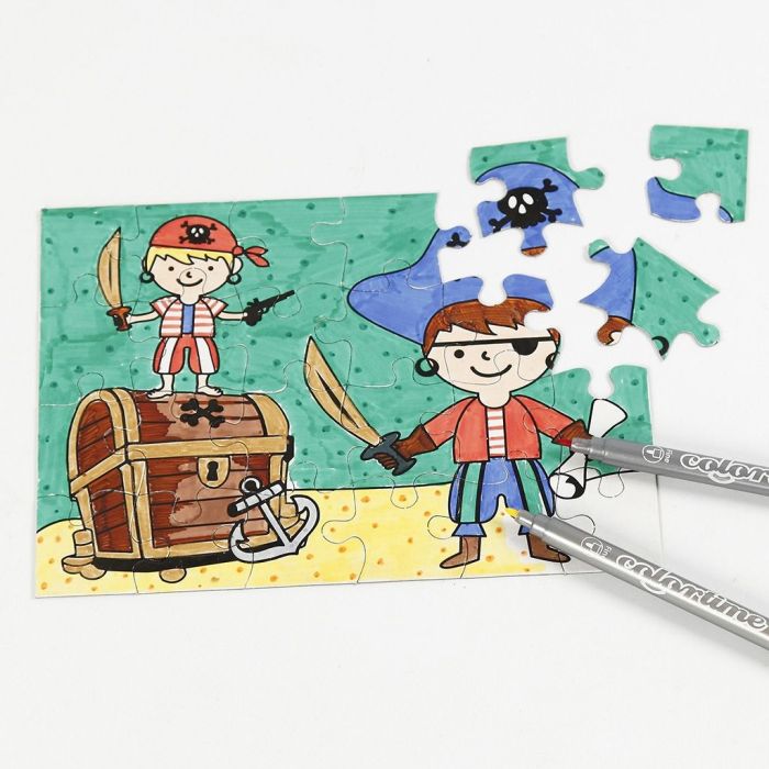 Piraten-Puzzle, bemalt mit Farbstiften