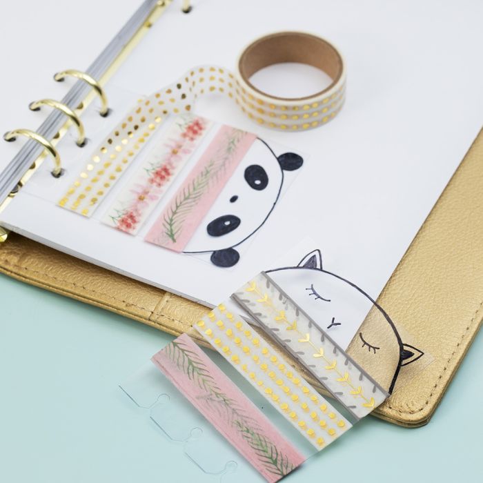 Halterung aus Hartfolie für Masking Tape in einem Kalender oder Bullet Journal