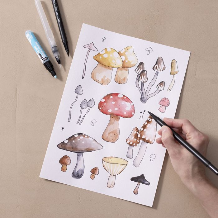 Illustration, angefertigt mit Aquarell-Markern und Rubbelkrepp