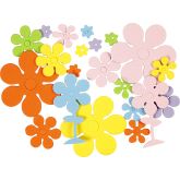 Moosgummi-Blumen, Größe 10-60 mm, Dicke 2 mm, Sortierte Farben, 100 sort./ 1 Pck