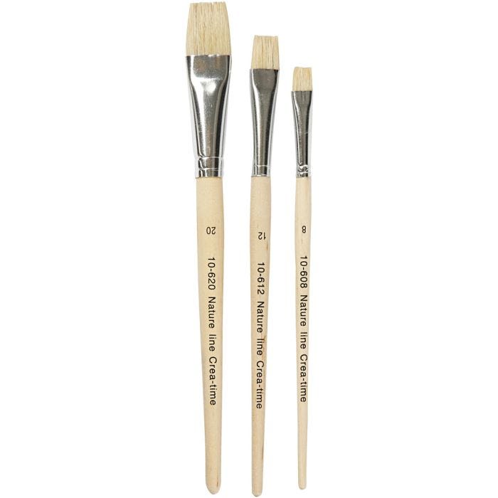 Nature Line Pinsel, 8+12+20, L 18,5-20,5 cm, B 10-20 mm, Flach, 3Stk/ 1 Pck
