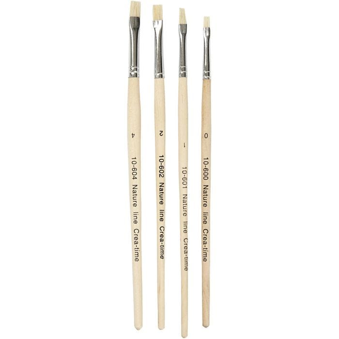 Nature Line Pinsel, 00+1+2+4, L 18,5-19 cm, B 5-7 mm, Flach, 4Stk/ 1 Pck