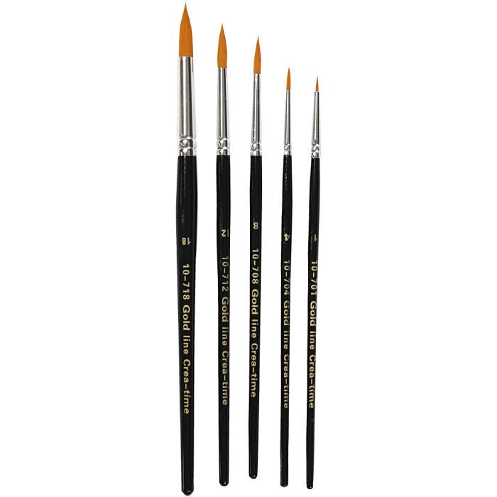 Gold Line Pinsel, 1+4+8+12+18, L 17-19 cm, B 1-7 mm, rund, 5Stk/ 1 Pck