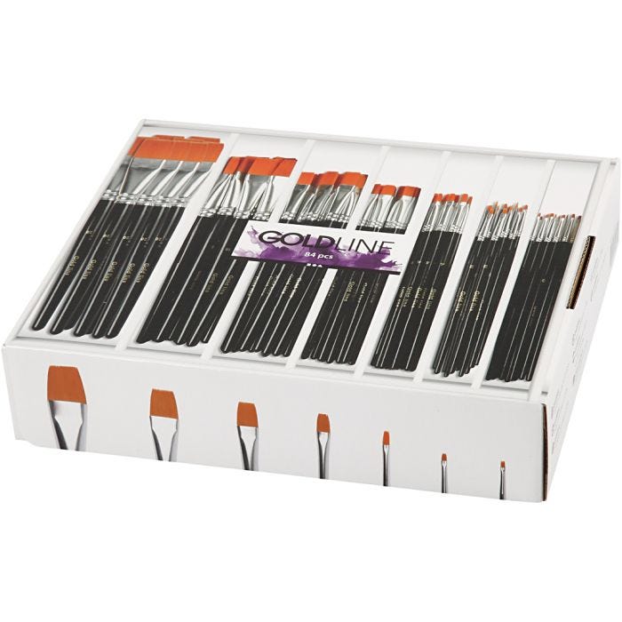 Gold Line Pinsel, 0+2+4+8+12+16+20, L 16,5-20 cm, B 1-7 mm, Flach, 7x12Stk/ 1 Pck