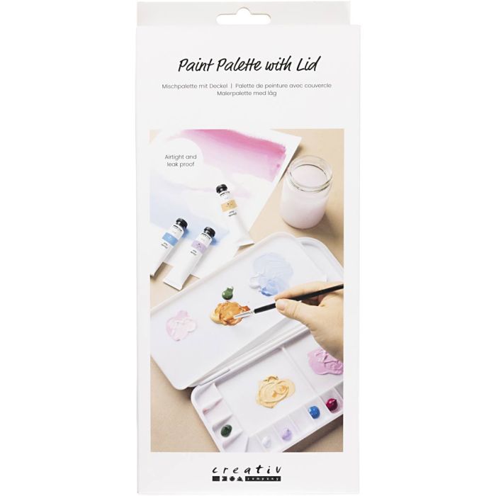 Mischpalette mit Deckel, Größe 27x12,7x2,3 cm, Silber, Weiß, 1 Stk