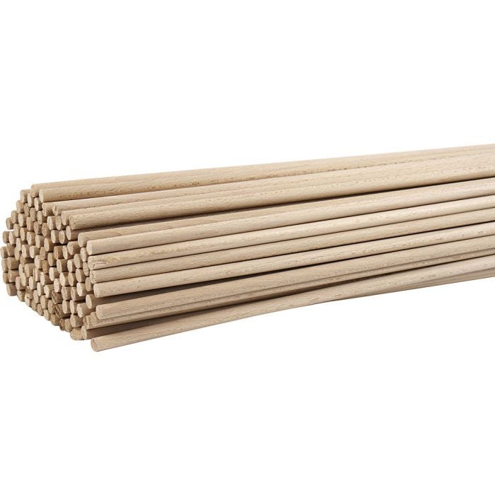 Holzstäbe rund, L 60 cm, D 8 mm, 10 Stk/ 1 Pck