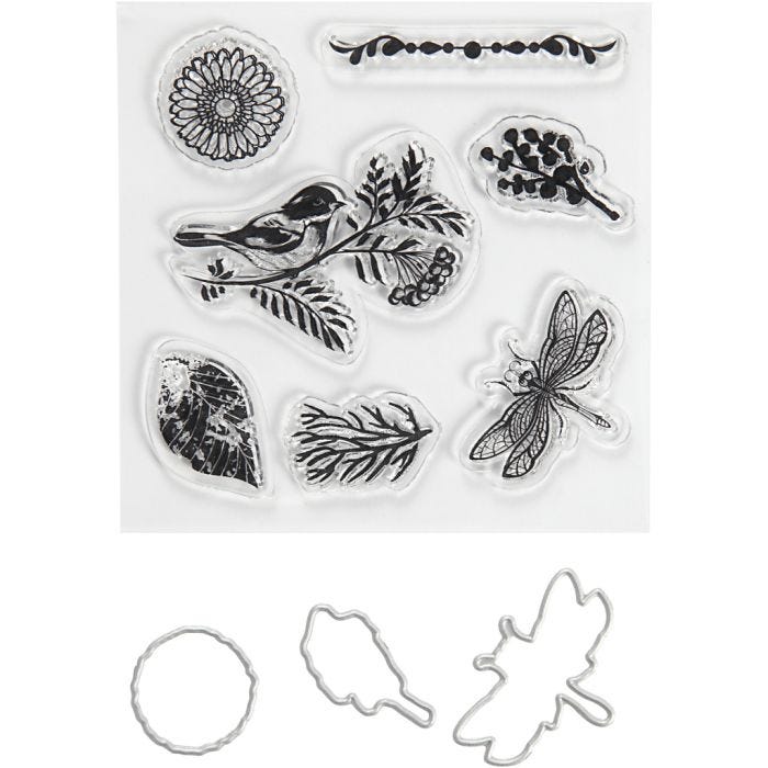 Stempel und Stanzformen, Tiere und Blätter, Größe 2,5-6 cm, 1 Pck