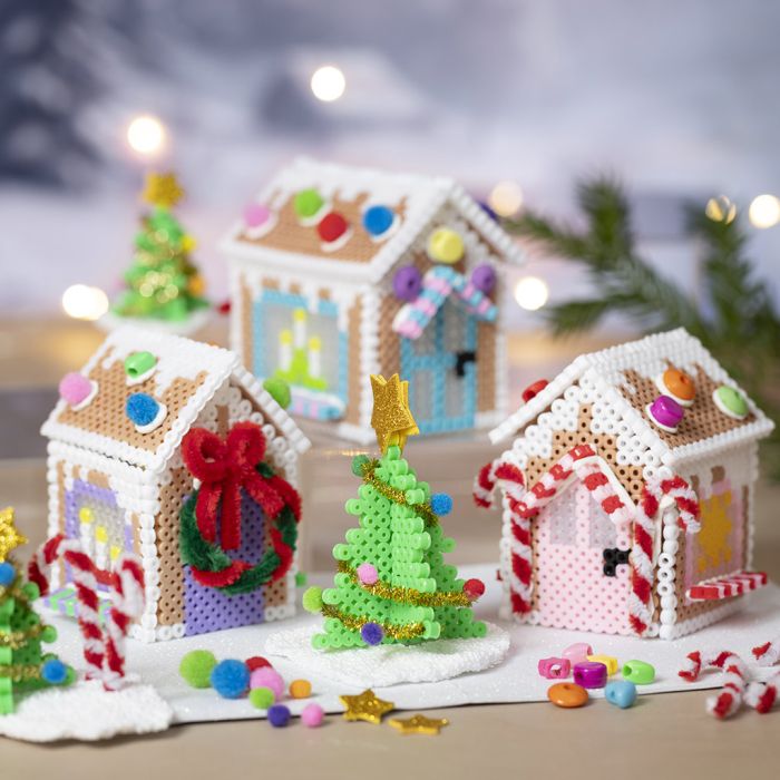 Charmante Weihnachtsstadt aus Bügelperlen