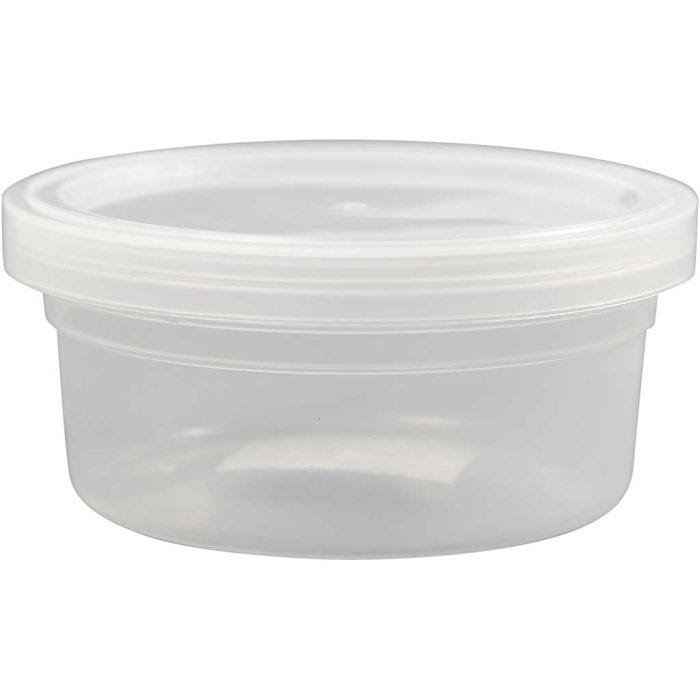 Plastikdose mit Deckel, H 38 mm, D 84 mm, 125 ml, 20 Stk/ 1 Pck