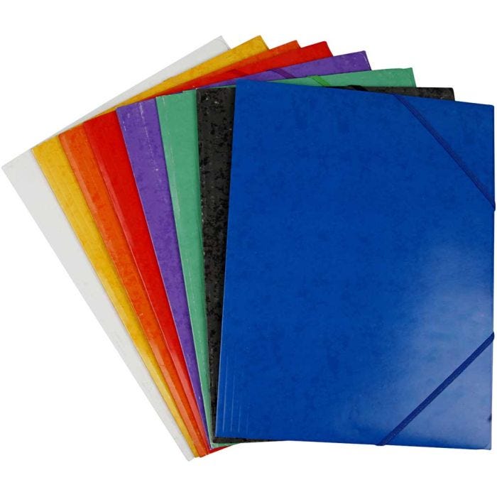 Mappe mit Gummizug, A4, Größe 22,9×32,4 cm, Sortierte Farben, 8x3 Stck., 24 Stk/ 1 Pck