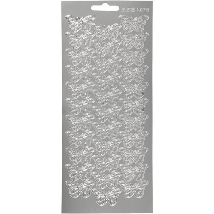 Sticker, Schmetterlinge, Blatt 10x23 cm, Silber, 1 Bl.