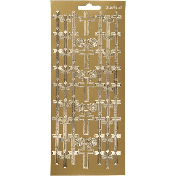 Sticker, Kreuze, Blatt 10x23 cm, Gold, 1 Bl.